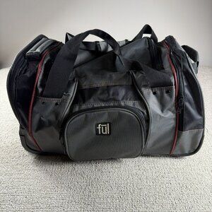 FUL 2 Wheel Carry On Rolling Duffle Bag Rolling Telescope Handle Gray Black